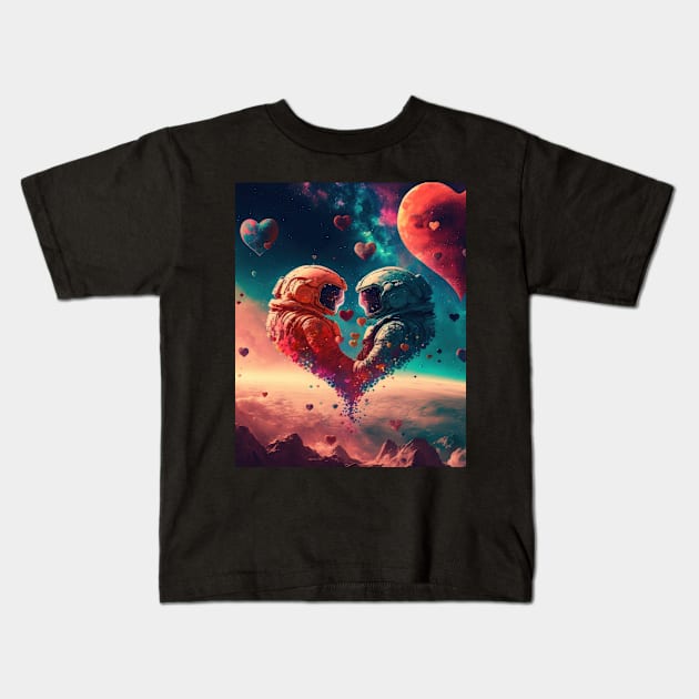 Love in space Kids T-Shirt by MorningPanda